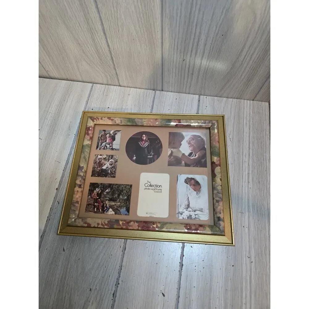 Vtg Floral Photo Frame Multipicture Wood Intercraft Collection 10x12 Gallery